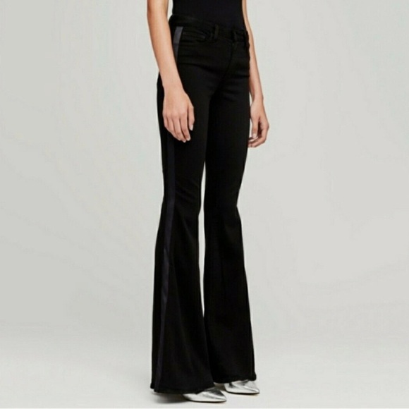 L'AGENCE BRAND NEW 'THE SOLANA' BLACK FLARED TUXEDO STRIPED JEANS SIZE 28 NWOT - Picture 1 of 13